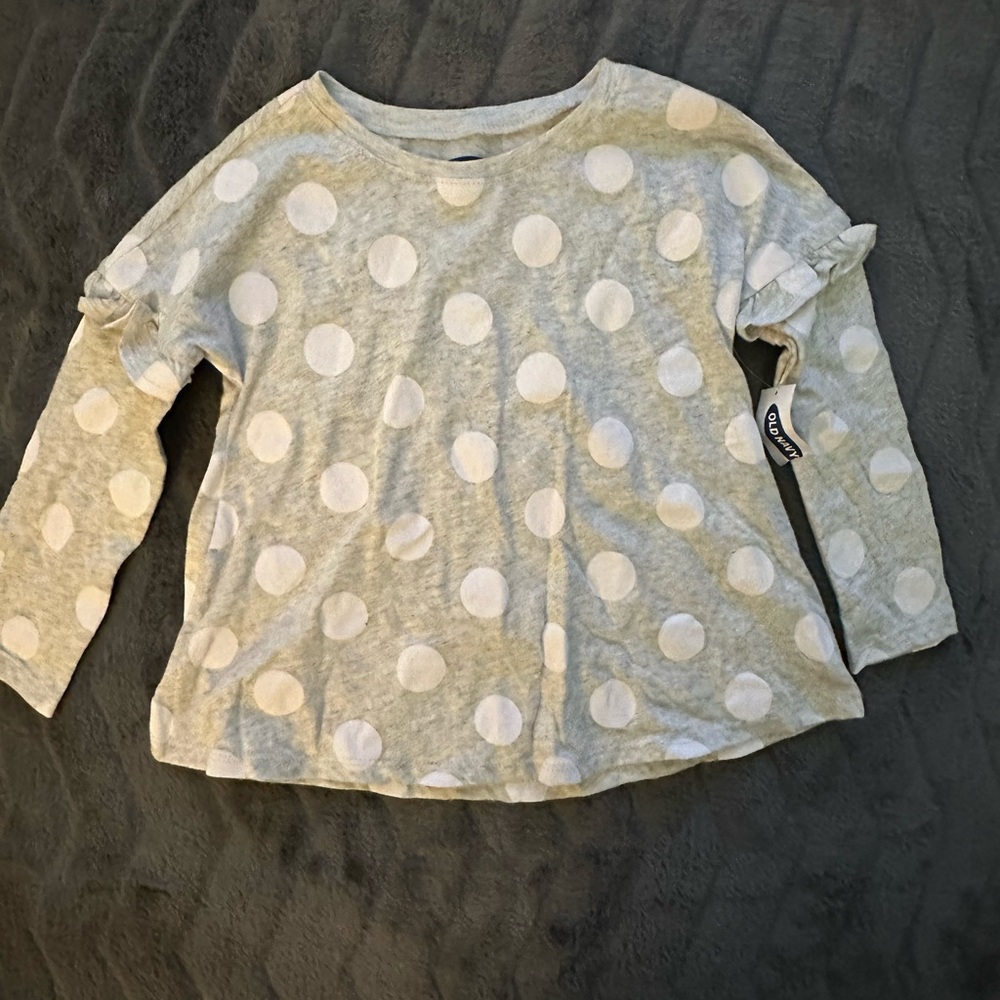 Grey long sleeve polkadot shirt